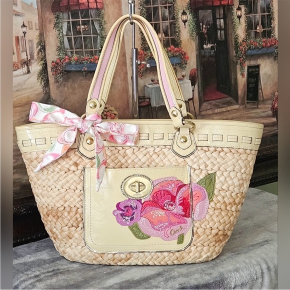 Coach Poppy Wicker Bag with Coach Twilly - Picture 1 of 5